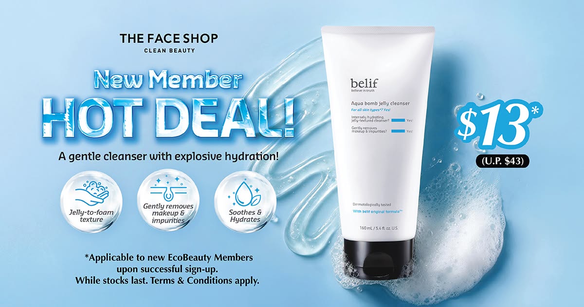 belif Aqua Bomb Jelly Cleanser new member deal at THEFACESHOP Compass One