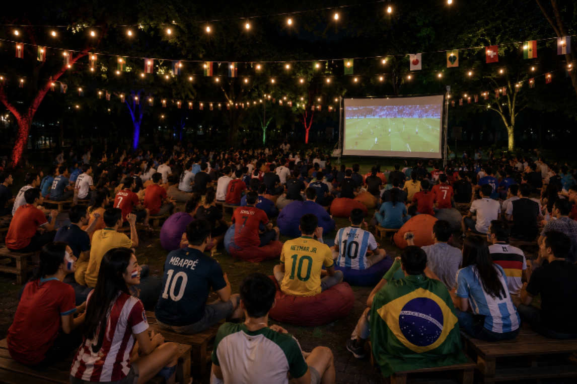 Football Finals Watch Party Carnival at Sengkang Sport Centre with mini games and complimentary refreshments before the World Cup Final