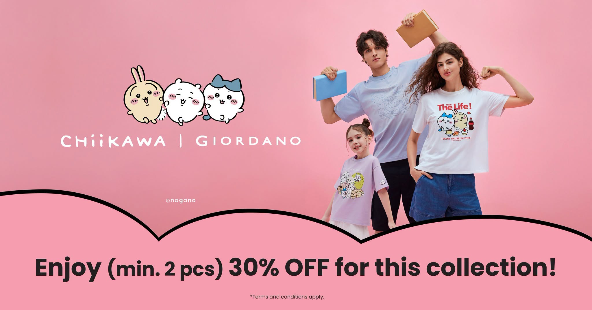 Chiikawa x Giordano collection graphic tees