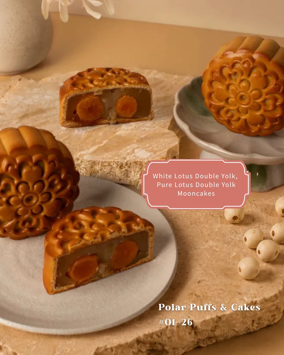Polar Puffs & Cakes White Lotus Double Yolk and Pure Lotus Double Yolk Mooncakes