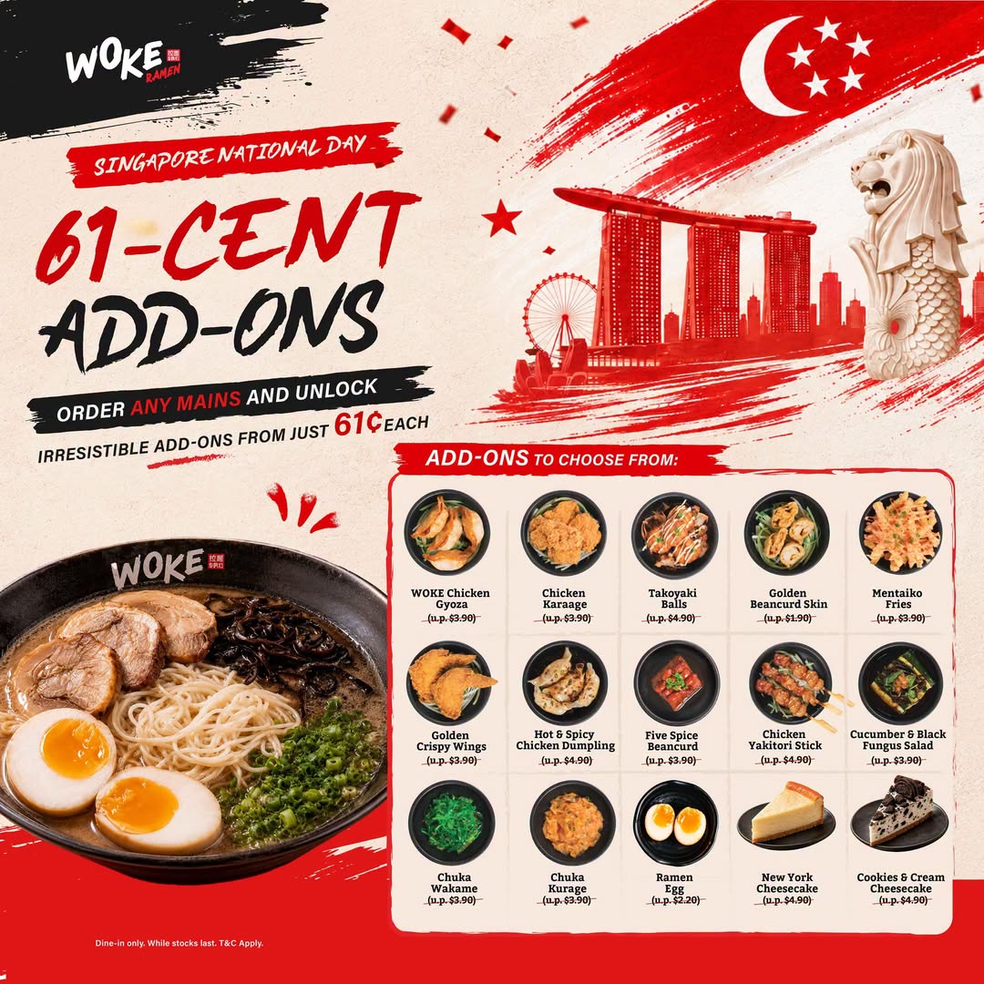 WOKE Ramen Offers 61-Cent Sides and Desserts for SG61 at Compass One